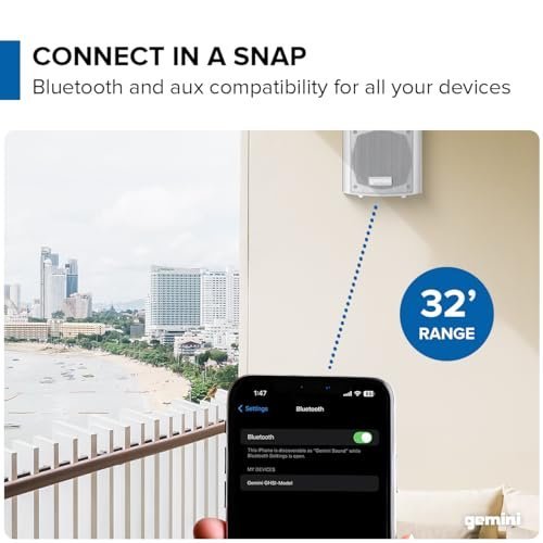 Gemini GHSI-W400BT Waterproof Outdoor Bluetooth Speakers 4 White - Image 5
